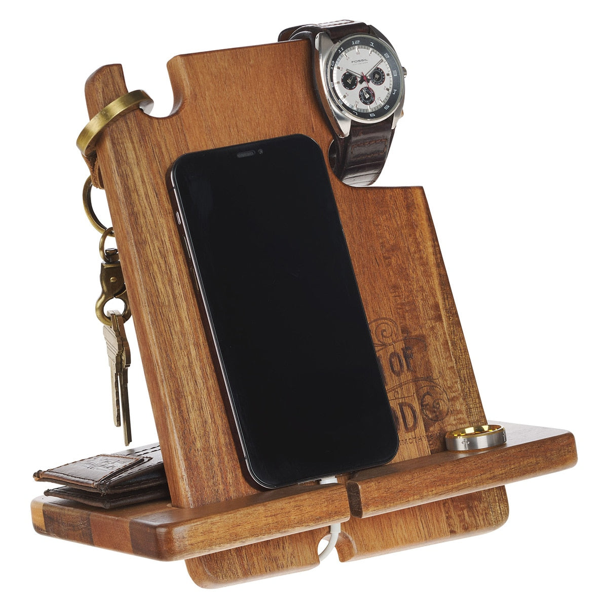Man of God Acacia Wood Personal Accessory Organizer - 1 Timothy 6:11