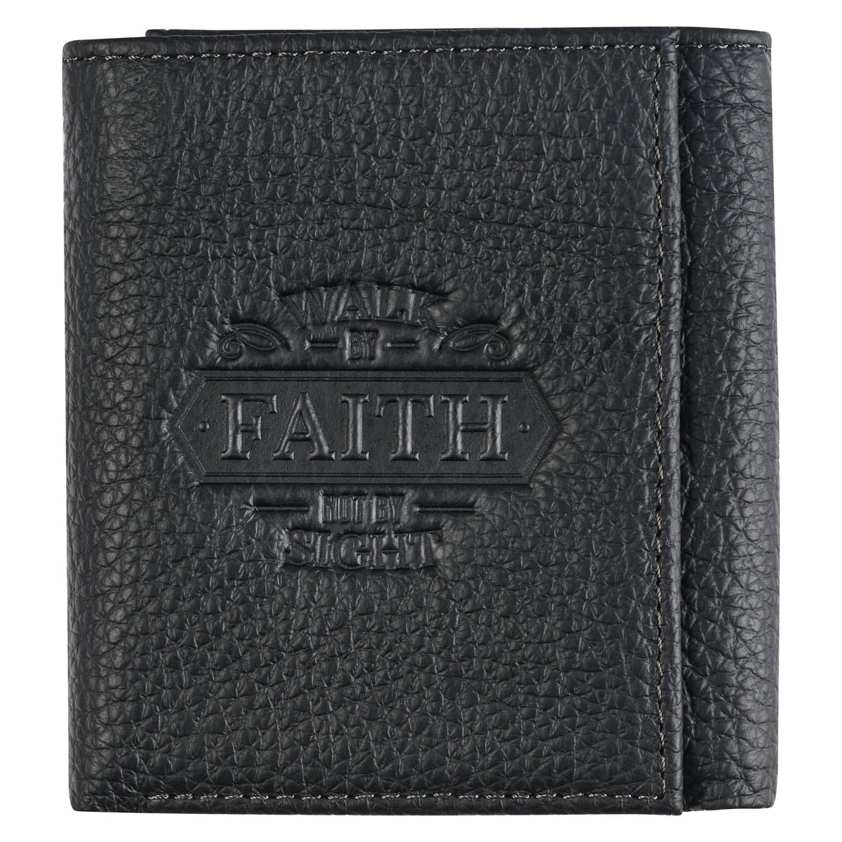 Walk by Faith Black Genuine Leather Wallet - 2 Corinthians 5:7