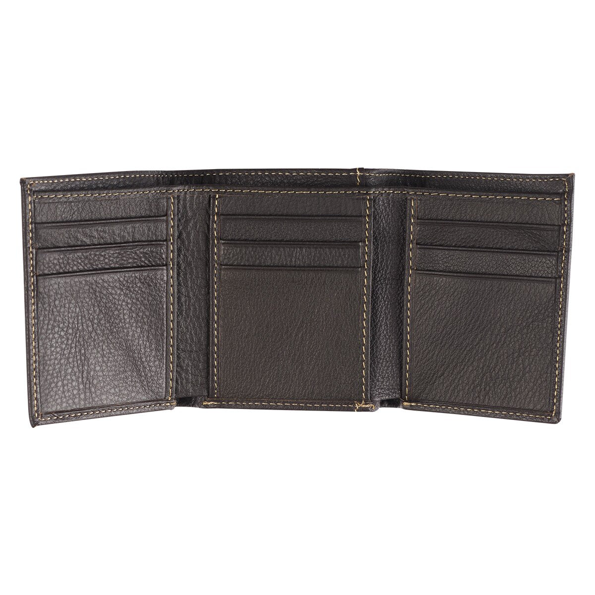 Best Dad Brown and Tan Genuine Leather Trifold Wallet