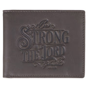 Be Strong in the Lord Charcoal-Brown Genuine Leather Wallet - Ephesians 6:10