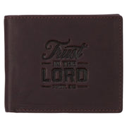 Trust in the Lord Dark Brown Full Grain Leather Wallet - Proverbs 3:5