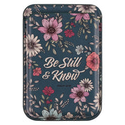 Be Still Teal Faux Leather Botanical Phone Wallet - Psalm 46:10