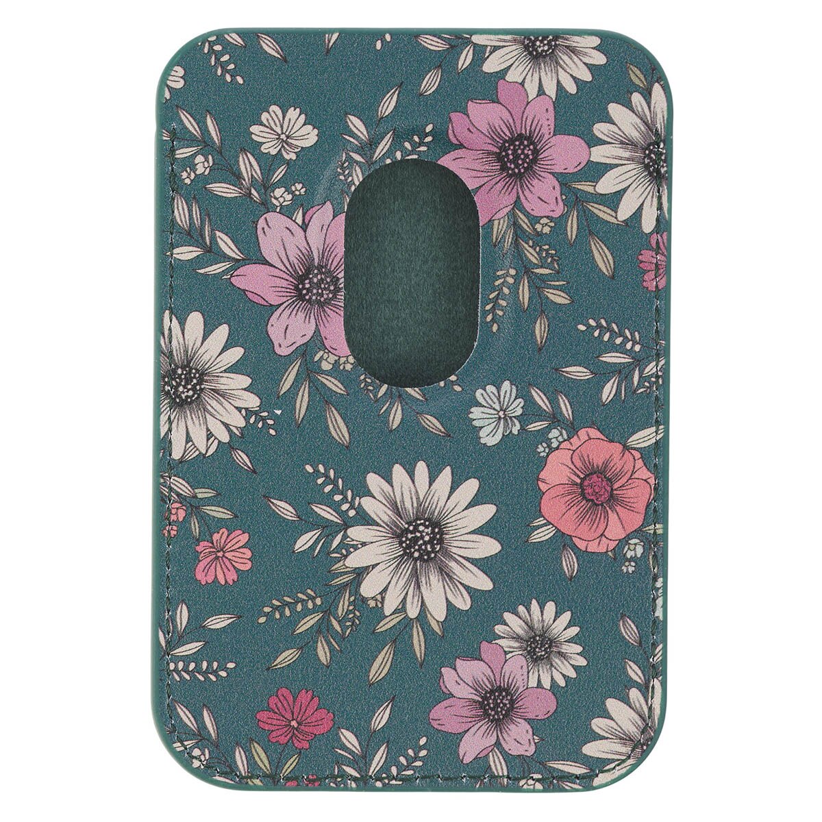 Be Still Teal Faux Leather Botanical Phone Wallet - Psalm 46:10