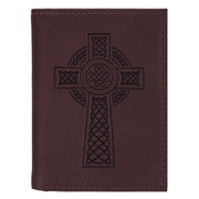 Celtic Cross Burgundy Genuine Leather Trifold Wallet